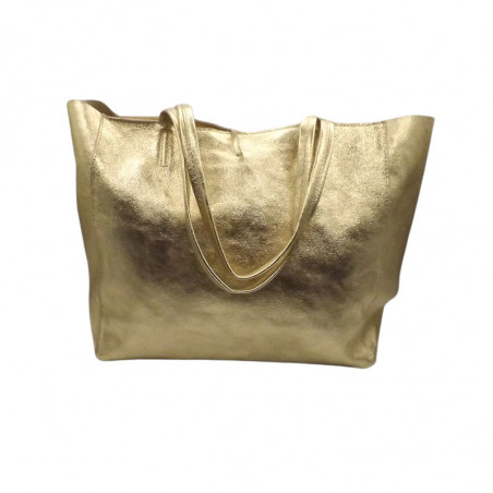 Grand sac cuir doré