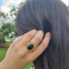 Bague acier et onyx