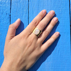 Bague large quartz rose