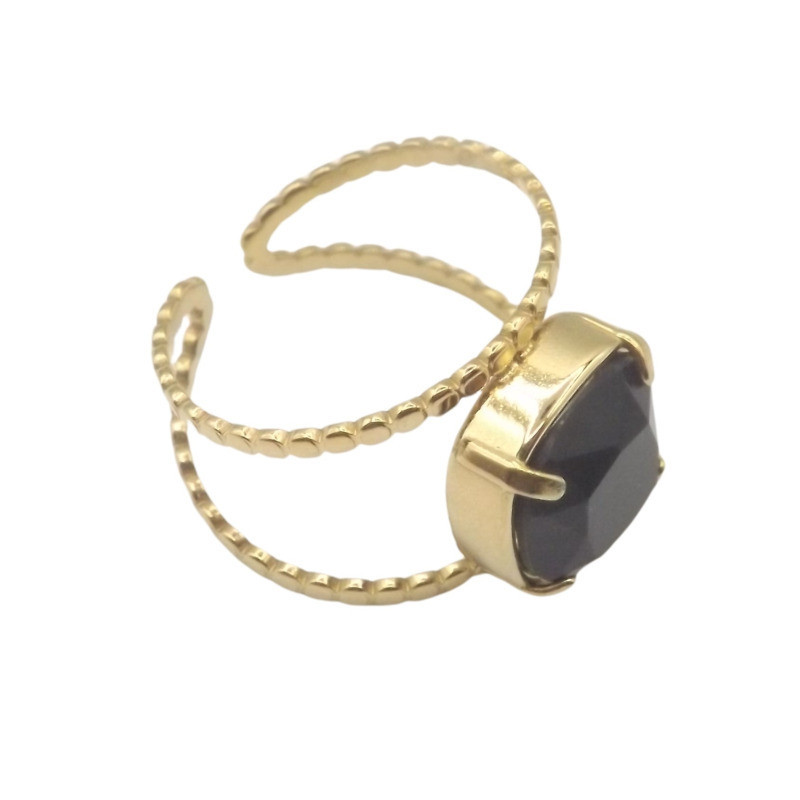 Bague acier torsadé onyx